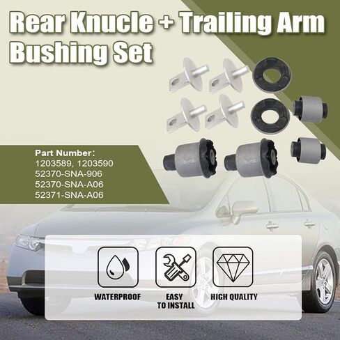 Priprilod Rear Knucle & Trailing Arm Bushing Set Both Sides Compatible With Honda CIVIC 2006-2011# 52370-SNA-906 52370-SNA-A06 52371-SNA-A06 in Saudi Arabia
