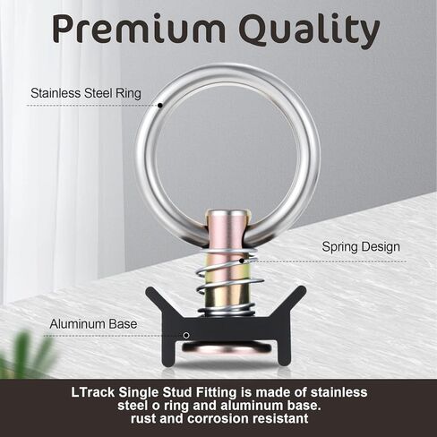 12 حزمة من تركيبات المسار الفردي ذات المسار L، ملحقات المسار L، حلقة على شكل حرف O من الفولاذ المقاوم للصدأ بسعة 4000 رطل مع قاعدة من الألومنيوم، ملحقات ربط البضائع باللون الأسود والفضي لمقطورة الشاحنة in Kuwait