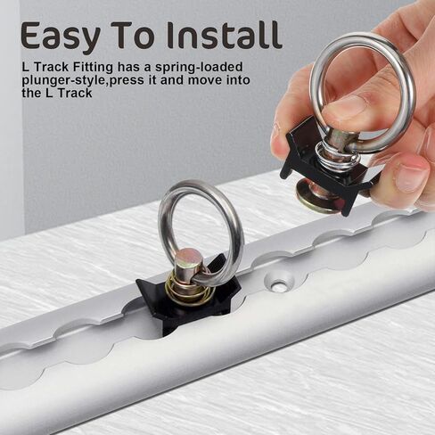 12 حزمة من تركيبات المسار الفردي ذات المسار L، ملحقات المسار L، حلقة على شكل حرف O من الفولاذ المقاوم للصدأ بسعة 4000 رطل مع قاعدة من الألومنيوم، ملحقات ربط البضائع باللون الأسود والفضي لمقطورة الشاحنة in Kuwait