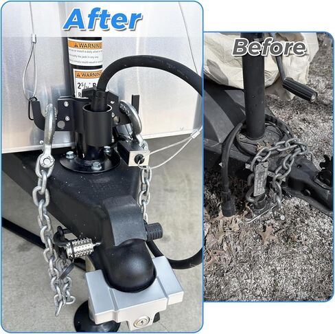 Trailer Chain Holder, Aluminum Trailer Towing Organizer for 7 Way Plug Cable Wire Harness Holder Cover Heavy Duty RV Tongue Jack Accessories for Outside Travel Camper in Saudi Arabia