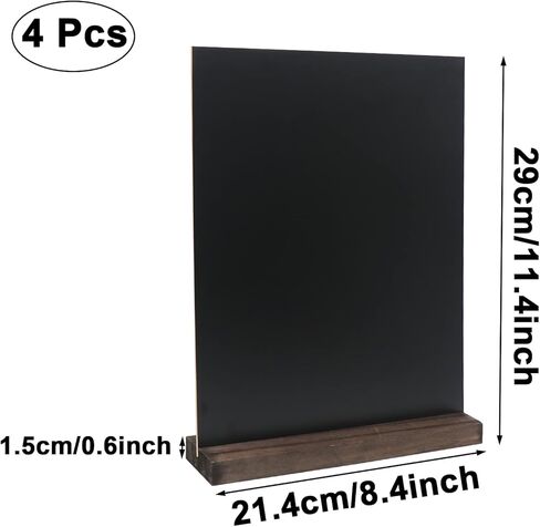 GUKBIAY علامة السبورة المنضدية مع حامل قاعدة 4 حزمة 8.5 × 11 بوصة مزدوجة الجانب الدائمة لوحات القائمة علامات الطعام لحفل بوفيه الزفاف بار مطعم الطعام in Kuwait