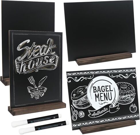 GUKBIAY علامة السبورة المنضدية مع حامل قاعدة 4 حزمة 8.5 × 11 بوصة مزدوجة الجانب الدائمة لوحات القائمة علامات الطعام لحفل بوفيه الزفاف بار مطعم الطعام in Kuwait
