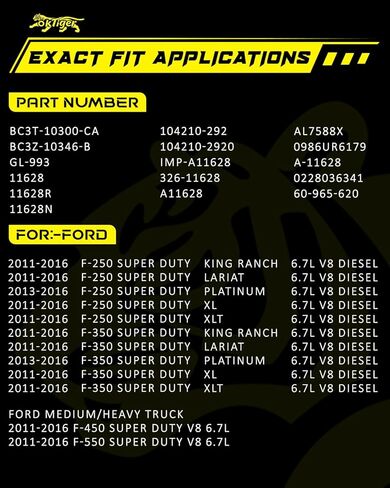 Oktiger 6.7L V8 Diesel Upgraded Alternator for Ford F250 F350 F450 F550 Super Duty 2011-2016 King Ranch Lariat Platinum Xl Xlt, V8 12V 150A Clockwise 8-Groove Clutch Pulley OE BC3T-10300-CA in Kuwait