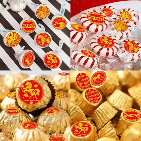 256 قطعة من ملصقات حلوى السنة القمرية الصينية الجديدة لديكورات السنة الصينية الجديدة الكلاسيكية 2025 سنة الثعبان - ملصقات تناسب حلوى الشوكولاتة in Kuwait
