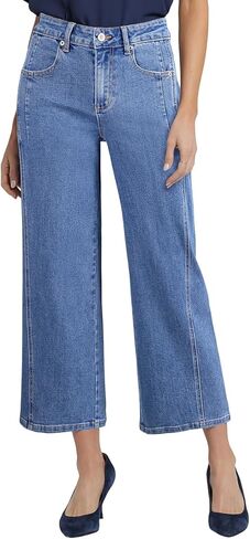 Astylish Womens High Waisted Jeans Stretchy Wide Straight Leg Loose Trendy Split Seam Cropped Denim Pants in Saudi Arabia