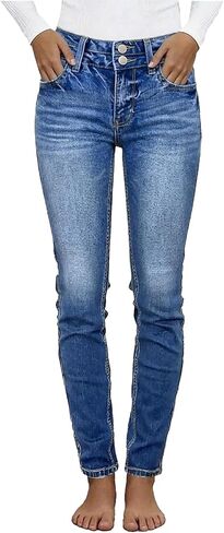 Flamingals High Waist Women's Skinny Jeans Butt Lifting Slim Fit Double Button Casual Wash Stretchy Skinny Leg Denim Pants in Saudi Arabia
