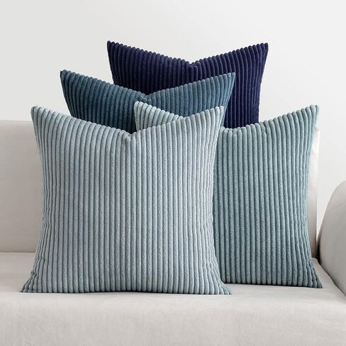 MIULEE Summer Throw Pillow Covers 18x18 Inch Set of 4 Western Neutral Decorative Cushion Covers Soft Boho Farmhouse Modern Coastal Spring Decor for Couch Bed Sofa Living Room Dark Blue Navy Series in Kuwait