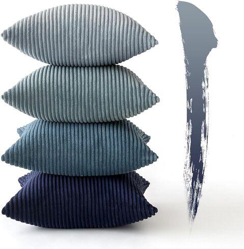 MIULEE Summer Throw Pillow Covers 18x18 Inch Set of 4 Western Neutral Decorative Cushion Covers Soft Boho Farmhouse Modern Coastal Spring Decor for Couch Bed Sofa Living Room Dark Blue Navy Series in Kuwait