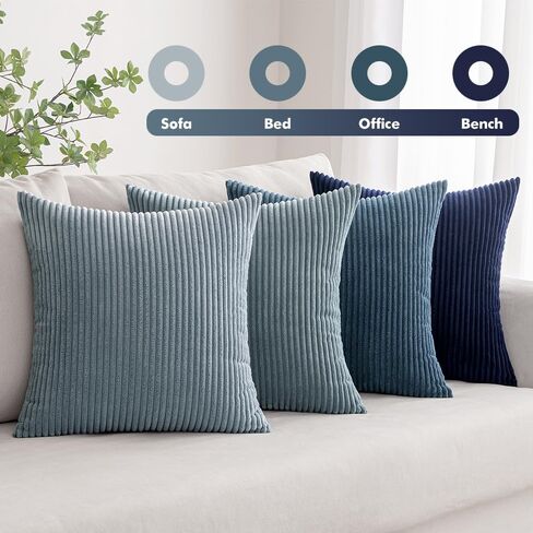 MIULEE Summer Throw Pillow Covers 18x18 Inch Set of 4 Western Neutral Decorative Cushion Covers Soft Boho Farmhouse Modern Coastal Spring Decor for Couch Bed Sofa Living Room Dark Blue Navy Series in Kuwait