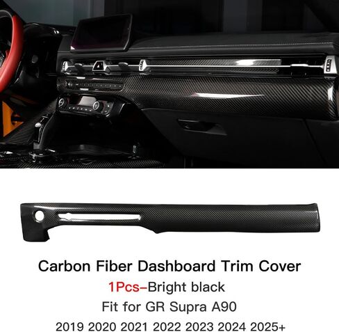 JSWAN Real Carbon Fiber Center Console Dashboard Trim Cover Fit For Toyota Supra GR A90 A91 MK5 (2019-2026+) Dash Panel Trim Cover Interior Trim Accessories (Gloss black) in Kuwait