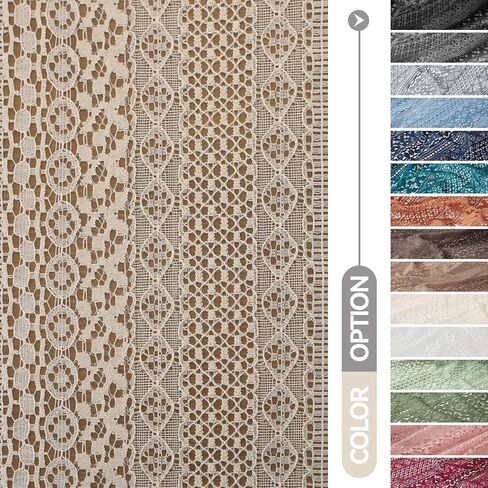 Beige Kitchen Window Curtains Over Sink Cotton Blend Crochet Sheer Kitchen Curtains 36 Inches Rod Pocket Farmhouse Vintage Lace Curtains Cafe Curtains Valance for Small Window,2 Panels in Kuwait