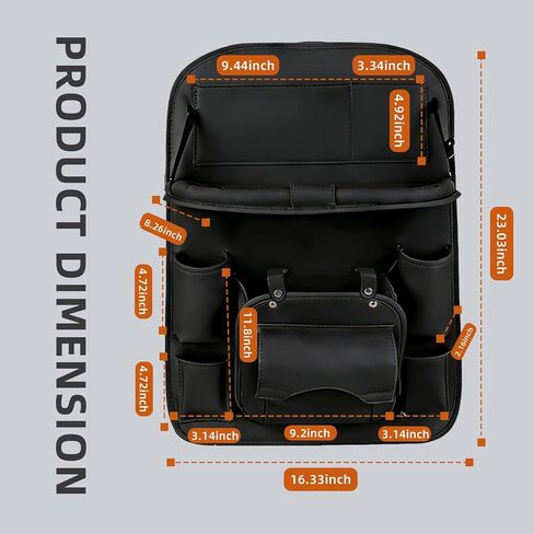 Car Seat Organizer, Multifunctional Backseat Protector Mat, Storage Bag and Tray Rack, Trash Storage (Suitable for Cars, Children, Back of Seats, and Rear Seats) (Black, Leather 1-Piece Set) in Saudi Arabia