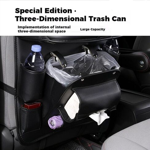 Car Seat Organizer, Multifunctional Backseat Protector Mat, Storage Bag and Tray Rack, Trash Storage (Suitable for Cars, Children, Back of Seats, and Rear Seats) (Black, Leather 1-Piece Set) in Saudi Arabia
