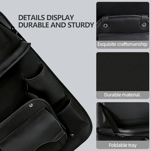 Car Seat Organizer, Multifunctional Backseat Protector Mat, Storage Bag and Tray Rack, Trash Storage (Suitable for Cars, Children, Back of Seats, and Rear Seats) (Black, Leather 1-Piece Set) in Saudi Arabia