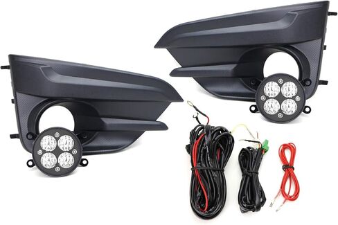 iJDMTOY Clear Lens 24W High Power LED Wide Angle SAE Flood Beam Fog Light Kit w/Foglamp Bezels, Relay Wiring Harness For 2017-2019 Subaru Impreza Sedan/Hatchback in Saudi Arabia