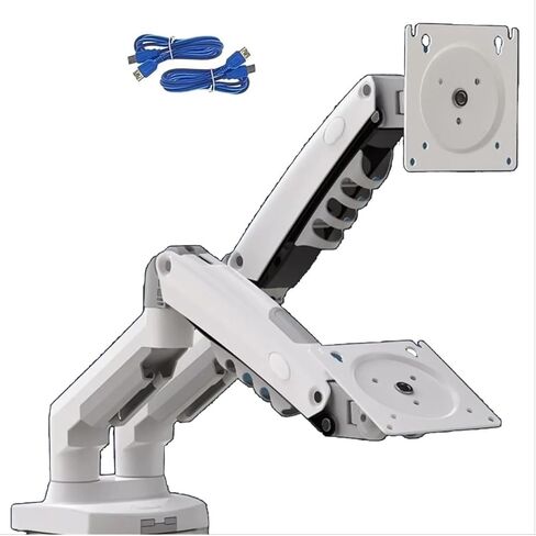 F160 Gas Spring 360 درجة سطح المكتب 17 بوصة - 27 بوصة ذراع حامل شاشة مزدوجة مع حامل تثبيت شاشة USB3.0، كل حمولة 2-9 كجم (أسود مع 1xUSB3.0) in Kuwait