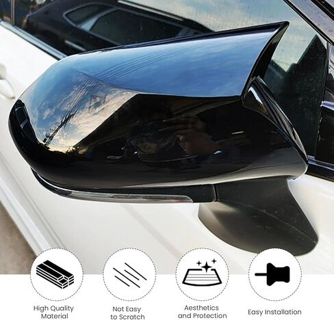 Door Side Mirror Cover for Toyota Camry 2018-2025 Outer Cover of Horn Side Rearview Mirror Cover Accessories Decoration Cover Trims ABS Plastic 2PCS (Glossy Black) in Saudi Arabia