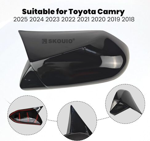 Door Side Mirror Cover for Toyota Camry 2018-2025 Outer Cover of Horn Side Rearview Mirror Cover Accessories Decoration Cover Trims ABS Plastic 2PCS (Glossy Black) in Saudi Arabia