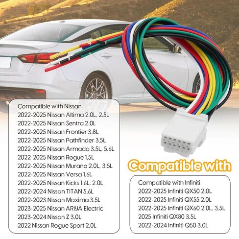 Accessory Service Connector Wiring Harness Fit for Nissan Altima Frontier Pathfinder Sentra Titan 2022-Up Fit for Infiniti QX50 QX60, Replace for T99F6-4RA0A 999Q9-AY000 Illuminated Kick Plate in Kuwait