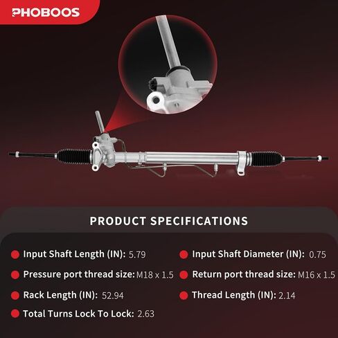 PHOBOOS Hydraulic Power Steering Rack and Pinion Assembly Compatible with Chevrolet Camaro 2010-2015, 3.6L, New Unit, Leak Resistance, Direct Fit, Ref. 221107 in Kuwait