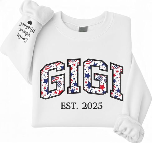 UrbanNEST Personalized Floral Embroidered Applique Mama Sweatshirt, Custom Grandma Crewneck for Women, Gifts for Mother’s Day in Saudi Arabia