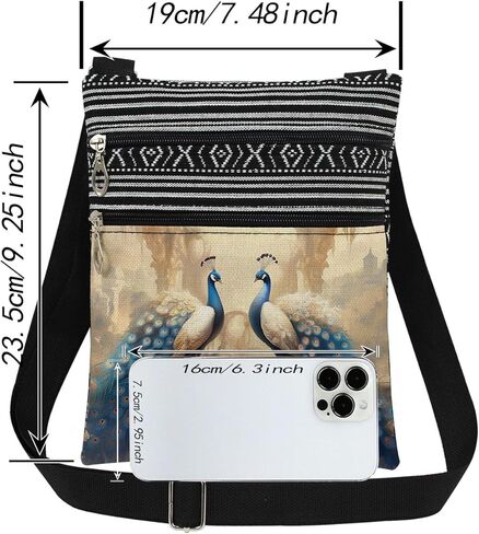 Peacock Crossbody Bag Daily Use Adjustable Shoulder Strap Messenger Bag Zoo Gift for Friend Travel Crossbody Purse in Saudi Arabia