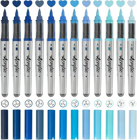72 Colors Acrylic Paint Pens, Non-pumping Water-Based Ink, Brush Fine Tip Acrylic Paint Markers for Rock Painting, Canvas, Wood, Glass, Ceramic, Fabric, Acrylic Paint Markers Set for Painting Supplies in Saudi Arabia