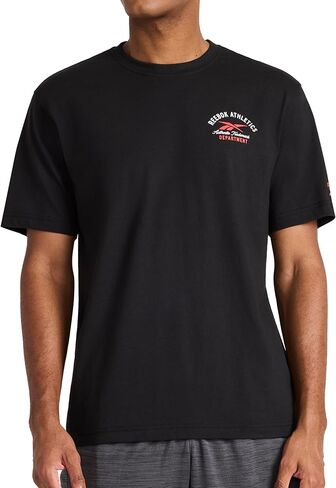 Reebok Men's Small Logo Crewneck T-Shirt, Standard Fit, Lightweight Cotton-Poly Jersey Fabric in Saudi Arabia