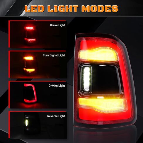 مصابيح خلفية LED لرام 1500 - مجموعة مصابيح خلفية مع نقطة عمياء متوافقة مع دودج رام 1500 2019-2024 استبدال جانب الركاب الأيمن الأسود 68262532AH in Kuwait