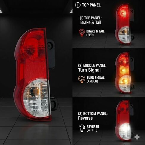 High Brightness NV200 Rear Tail Light Assembly, Left Side, Car Tail Rear Brake Stop Lamp, Tail Light Compatible with 2013-2021 Nissan NV200 Replace 26555-3LM0A in Saudi Arabia