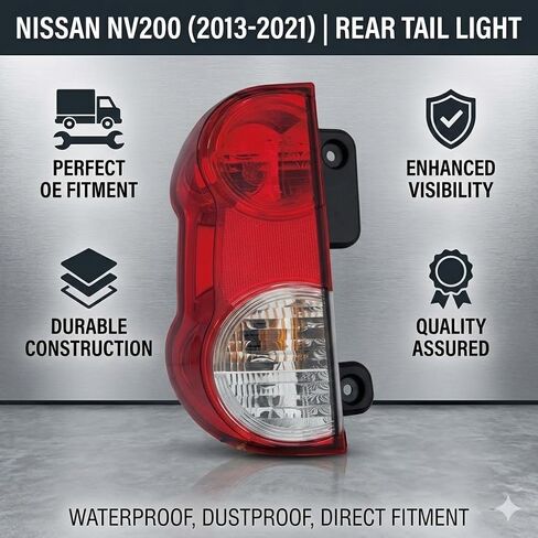 High Brightness NV200 Rear Tail Light Assembly, Left Side, Car Tail Rear Brake Stop Lamp, Tail Light Compatible with 2013-2021 Nissan NV200 Replace 26555-3LM0A in Saudi Arabia