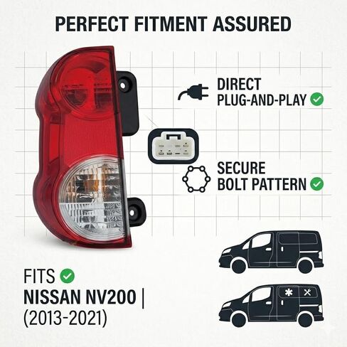 High Brightness NV200 Rear Tail Light Assembly, Left Side, Car Tail Rear Brake Stop Lamp, Tail Light Compatible with 2013-2021 Nissan NV200 Replace 26555-3LM0A in Saudi Arabia