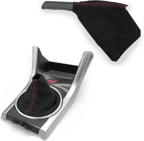 Billetworkz Shift Boot and E-Brake Boot Combo for Subaru STI (2015-2021) - Made with Premium Microsuede Fabric, Red Black Stitching in Kuwait