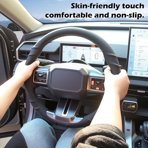 غطاء عجلة القيادة Arcoche Tesla لملحقات الموديل 3 Y 2017-2023 مع وظيفة قبضة مانعة للانزلاق (ألياف الكربون الحمراء) in Kuwait