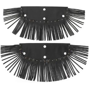 POCREATION Motorcycle Floorboard Fringe, PU Leather Fringe Universal Foot Floorboard Tassel for Motorcycle Modification, Pack of 2