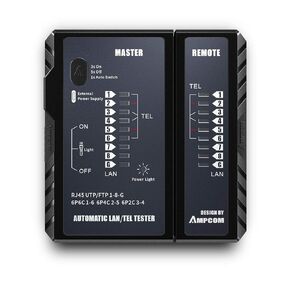 AMPCOM Network Cable Tester, for LAN Phone RJ45/RJ11/RJ12/8P8C/6P6C/6P4C/6P2C/CAT5e/CAT6/CAT6A/CAT7/CAT8 UTP/STP Wire Test Tool (Black)