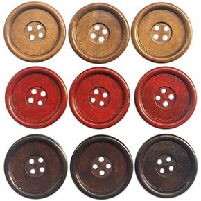 Chenkou Craft 30pcs Big Size 40mm 1 1/2" Round Wood Buttons 4 Holes Craft Sewing Button (Mix)