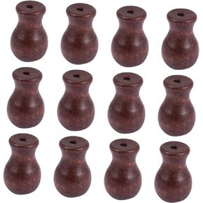 12pcs Curtain Wood Pendant Blind Window Covers for Home Drapery Curtain Pendants Bead Brown Curtain Sunblock Ceiling Fans Ends Drop Pull Cord Wooden Shade Bamboo Curtain