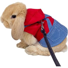 Small Pet Costume Rabbit Clothes Ferret Hoodies Sweatshirt Bunny Vest Harness and Leash Set Kitten Sweater Small Animals Outfits for Chihuahua Kitty Mini Dog and Small Breeds (A, S)