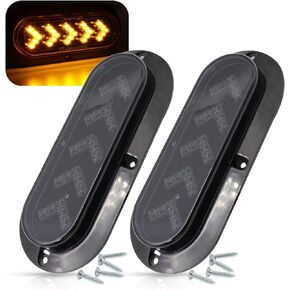 Oval Arrow 6 Inch Turn Signal Lights 25 LED Clear Lens Amber Light for Truck,Trailer,Tail Marker Light Waterproof 12V DC Pack of 2