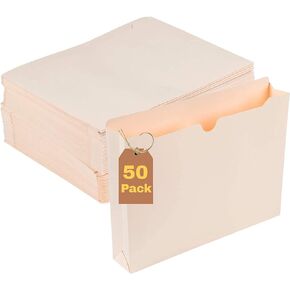 1InTheOffice Manila Expanding File Jacket, 1", Letter, 50 Pack (1 Inch)