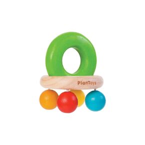 PlanToys Wooden Baby Key Rattle and Teether in Natural (5267) | Sustainably Made from Rubberwood and Non-Toxic Paints and Dyes |PlanNatural Classic Wooden Toy Collection