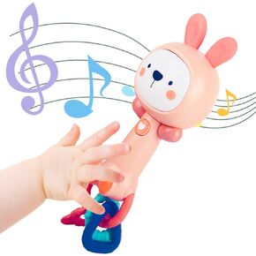 Baby Music Rattles Toy 6-12 Months, Baby Teething Toys with Music and Light,Toddler Learning Toys with Music and Light Newborn Toys Infant Baby Boy Girl Gifts (Rabbit)