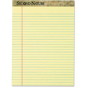 TOPS 74890 Second Nature Recycled Pads, 8 1/2 x 11 3/4, Canary, 50 Sheets (Pack of 12)