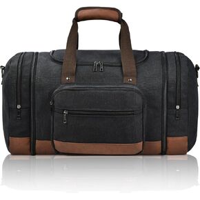 Dimayar Canvas Duffle Bag for Travel,Expandable Carry on Bag,Overnight Weekend Gym Bag Duffel Bag Mens Travel Bag Black