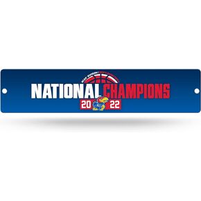 Rico Industries NCAA Kansas Jayhawks 2022 NCAA Men's Basketball National Champions Plastic 4" x 16" Street Sign