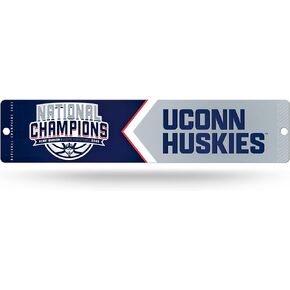 Rico Industries NCAA Connecticut Huskies 2023 Men's National Basketball Champions Plastic Street Sign,White