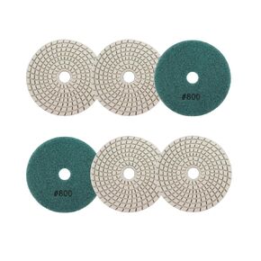 Wet Diamond Polishing Pads 4"/100mm - 6pcs Grit 50 Polish Pad Kit for Granite Marble Artificial Stone Quartz for Angle Grinder SANLEETEK