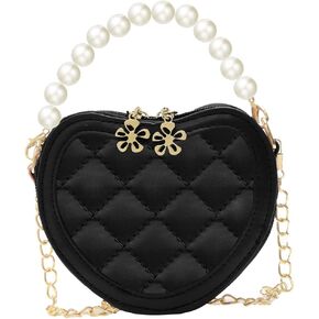 Little Girl Purse Mini Heart Crossbody Bag with Pearl Handle Princess Handbags Shoulder Bag