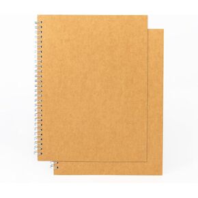 DSTELIN 10 inch x 7.5 inch, 100GSM, Blank Spiral Notebook, 2-Pack, Soft Cover, Sketch book, 120 Pages / 60 Sheets, (Brown)